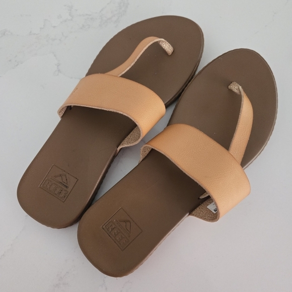 Reef Cushion Sol Flip Flop Slip On Thong Flat Sandals Tan Brown Size 10 - Picture 2 of 6